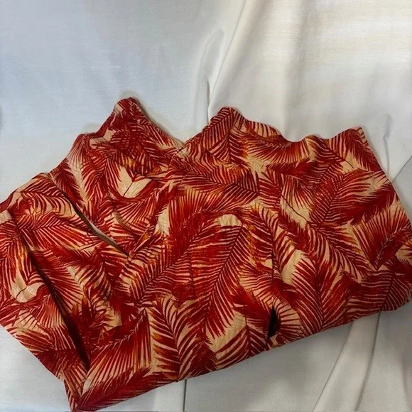 INC International Concepts 2 Piece Set XL Tropical Print Crop Top & Pants Orange - Picture 7 of 11